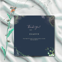 Tarjeta de agradecimiento de boda esmeralda verde