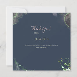 Tarjeta de agradecimiento de boda esmeralda verde 