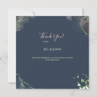 Tarjeta de agradecimiento de boda esmeralda verde 
