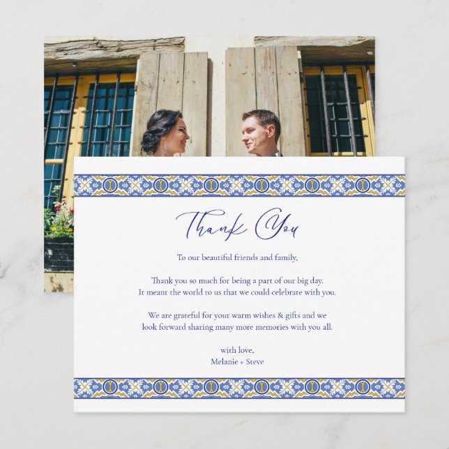 Tarjeta de agradecimiento de boda español mexicano (Anverso / Reverso)