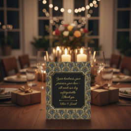 Tarjeta de agradecimiento de boda estilo Art Deco