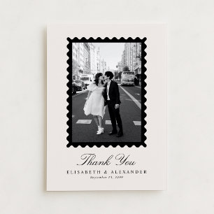 Tarjeta de agradecimiento de boda estilo sello mod