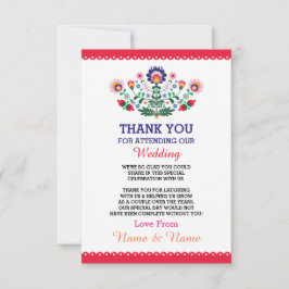 Tarjeta de agradecimiento de boda Fiesta Roja Mexi