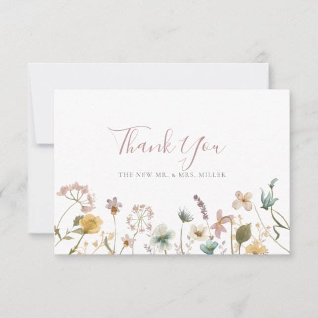 Tarjeta de agradecimiento de boda floral (Anverso)