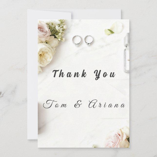 Tarjeta de agradecimiento de boda floral (Anverso)