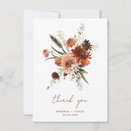 Tarjeta de agradecimiento de boda floral acuarela 