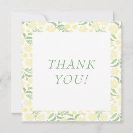 Tarjeta de agradecimiento de boda floral amarilla