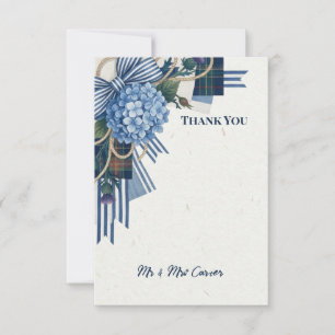 Tarjeta de agradecimiento de boda floral Art Deco 