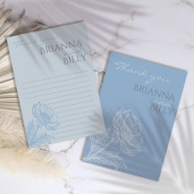 Tarjeta de agradecimiento de boda floral azul mini