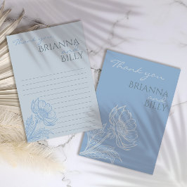 Tarjeta de agradecimiento de boda floral azul mini