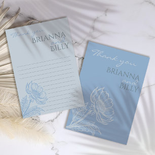 Tarjeta de agradecimiento de boda floral azul mini