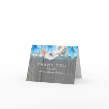 Tarjeta de agradecimiento de boda floral azul turq