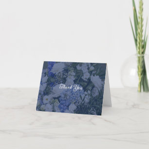 tarjeta de agradecimiento de boda floral azul y bl