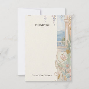 Tarjeta de agradecimiento de boda floral barroca p