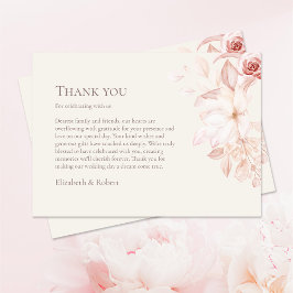 Tarjeta de agradecimiento de boda floral beige son