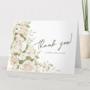 Tarjeta de agradecimiento de boda floral blanca, b