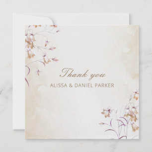 Tarjeta de agradecimiento de boda floral boho