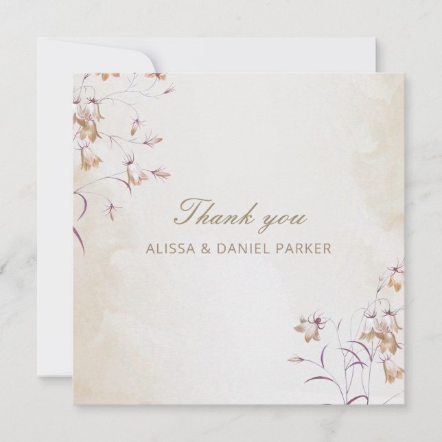 Tarjeta de agradecimiento de boda floral boho (Anverso)