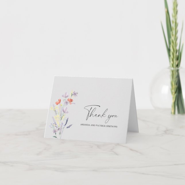 Tarjeta de agradecimiento de boda floral boho (Anverso)
