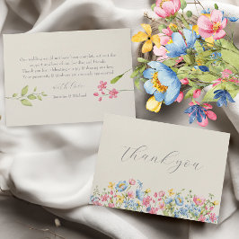 Tarjeta de agradecimiento de boda floral boho