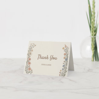 Tarjeta de agradecimiento de boda floral boho eleg