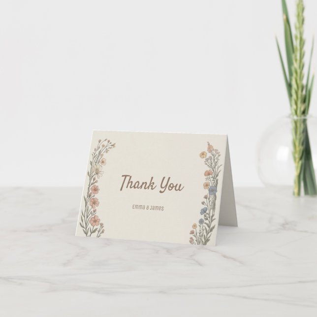 Tarjeta de agradecimiento de boda floral boho eleg (Anverso)