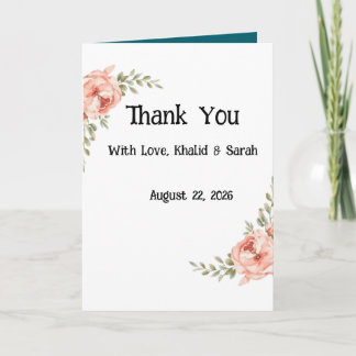 Tarjeta de agradecimiento de boda floral boho eleg