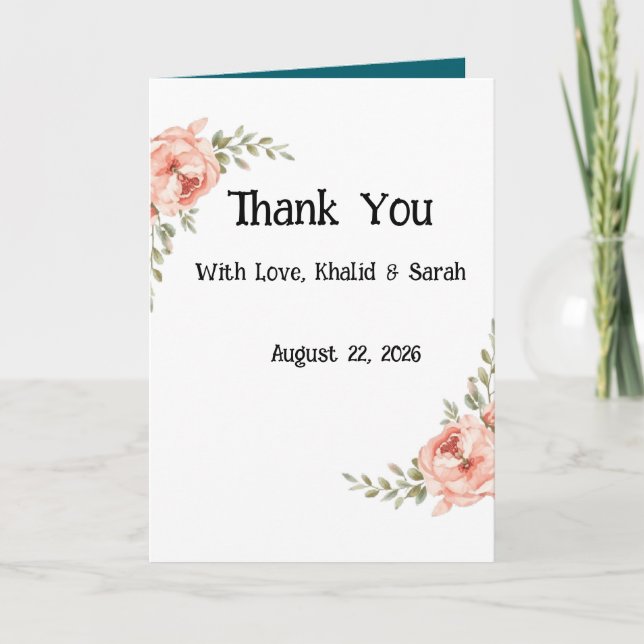 Tarjeta de agradecimiento de boda floral boho eleg (Anverso)