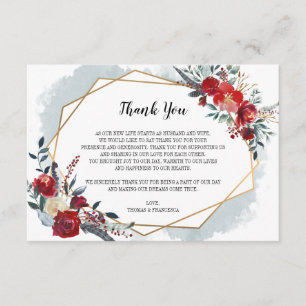 Tarjeta de agradecimiento de boda floral boho geom