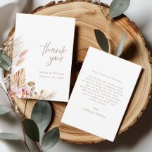 Tarjeta de agradecimiento de boda floral boho neut
