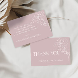 Tarjeta de agradecimiento de boda floral boho rosa