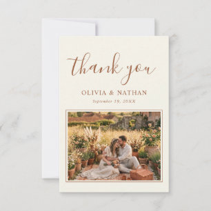 Tarjeta de agradecimiento de boda floral boho rúst
