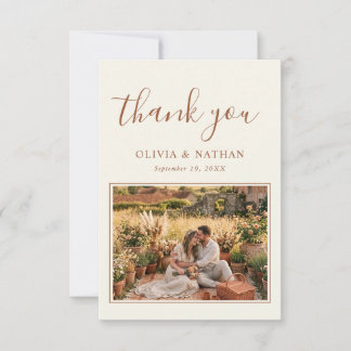 Tarjeta de agradecimiento de boda floral boho rúst