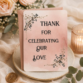 Tarjeta de agradecimiento de boda floral botánica