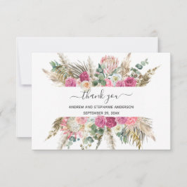 Tarjeta de agradecimiento de boda floral botánica