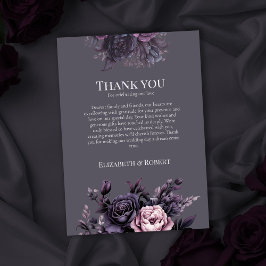Tarjeta de agradecimiento de boda floral ciruela g