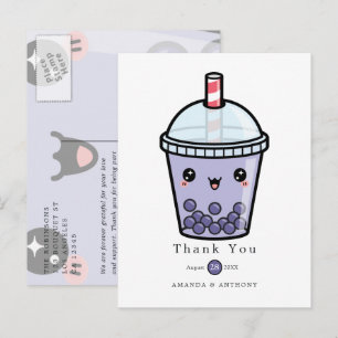 Tarjeta de agradecimiento de boda floral con acuar