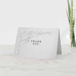 Tarjeta de agradecimiento de boda floral con relie