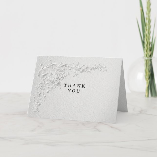 Tarjeta de agradecimiento de boda floral con relie (Anverso)