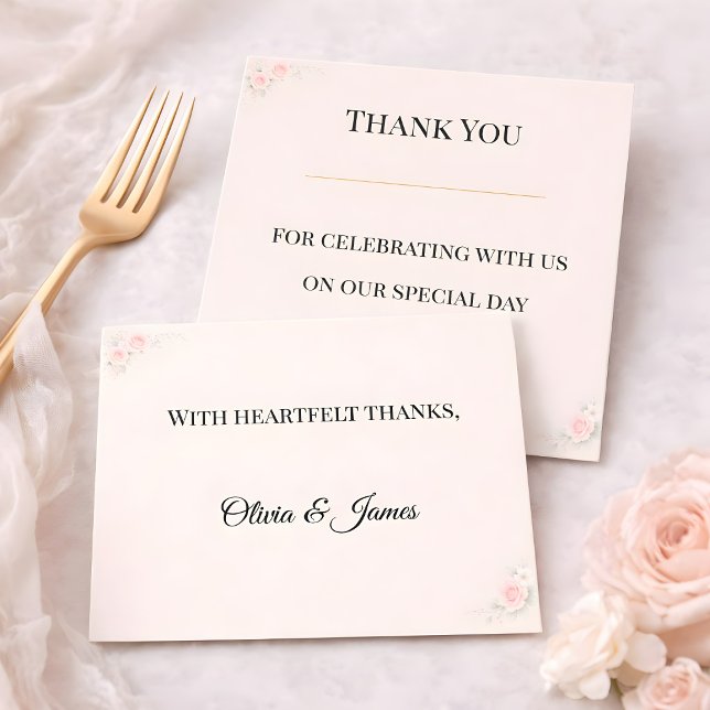 Tarjeta de agradecimiento de boda floral con rubor (Subido por el creador)