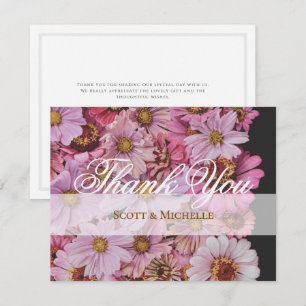 Tarjeta de agradecimiento de boda floral Cosmos Ro