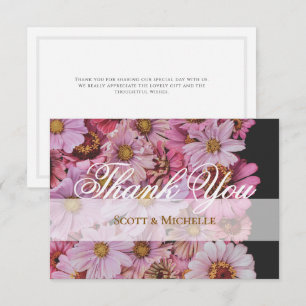 Tarjeta de agradecimiento de boda floral Cosmos ro