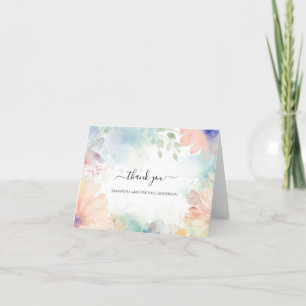 Tarjeta de agradecimiento de boda floral de acuare