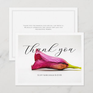 Tarjeta de agradecimiento de boda floral de cala d