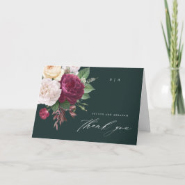 Tarjeta de agradecimiento de boda floral de flores