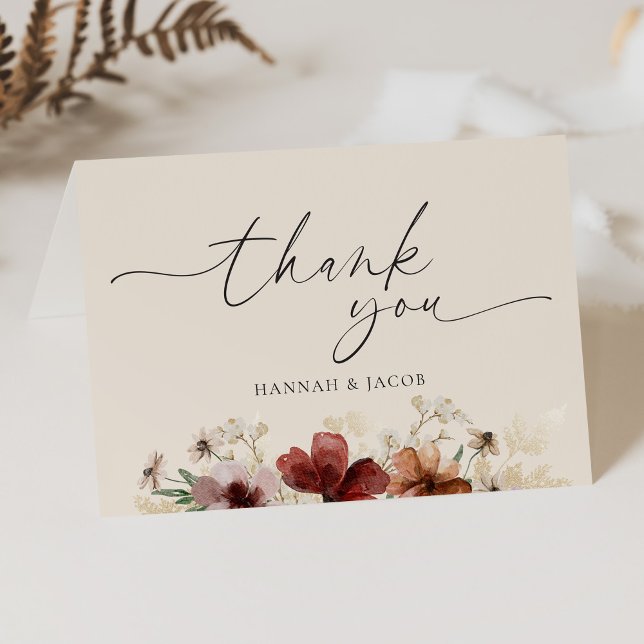 Tarjeta de agradecimiento de boda floral de flores (Subido por el creador)