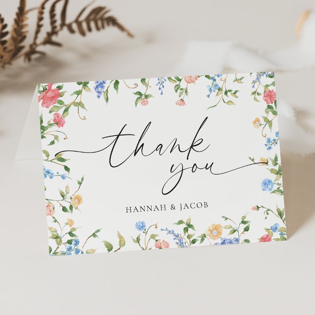 Tarjeta de agradecimiento de boda floral de flores (Subido por el creador)