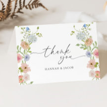Tarjeta de agradecimiento de boda floral de flores