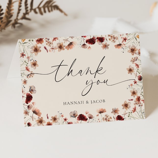 Tarjeta de agradecimiento de boda floral de flores (Subido por el creador)