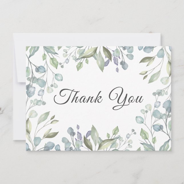 Tarjeta de agradecimiento de boda floral de follaj (Anverso)